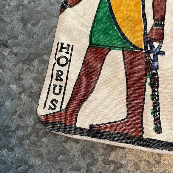 Vintage Egyptian Canvas Tote Bag Nefertari Ramses Horemheb Horus Hieroglyphics - Picture 4 of 14
